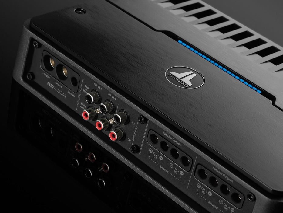 JL AUDIO 4-Channel Class D Full Range Amplifier, 100 W X 4 @ 2 Ω / 75 W X 4 @ 4 Ω – 14.4V -RD400/4