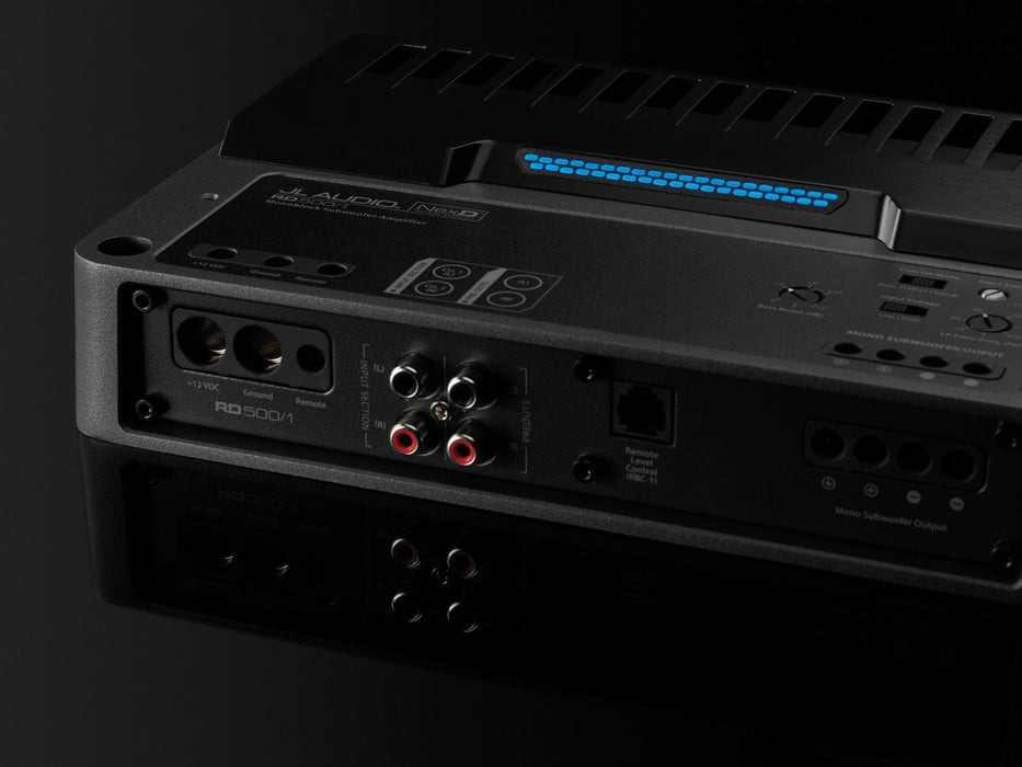 JL AUDIO Monoblock Class D Subwoofer Amplifier, 500 W X 1 @ 2 Ω / 250 W X 1 @ 4 Ω – 14.4V -RD500/1