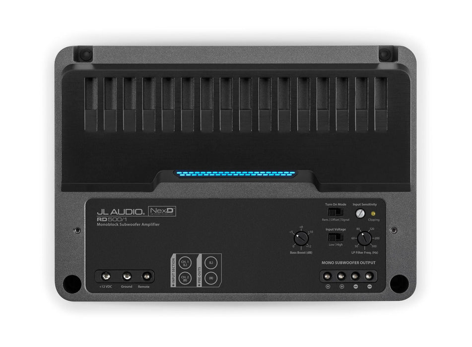 JL AUDIO Monoblock Class D Subwoofer Amplifier, 500 W X 1 @ 2 Ω / 250 W X 1 @ 4 Ω – 14.4V -RD500/1