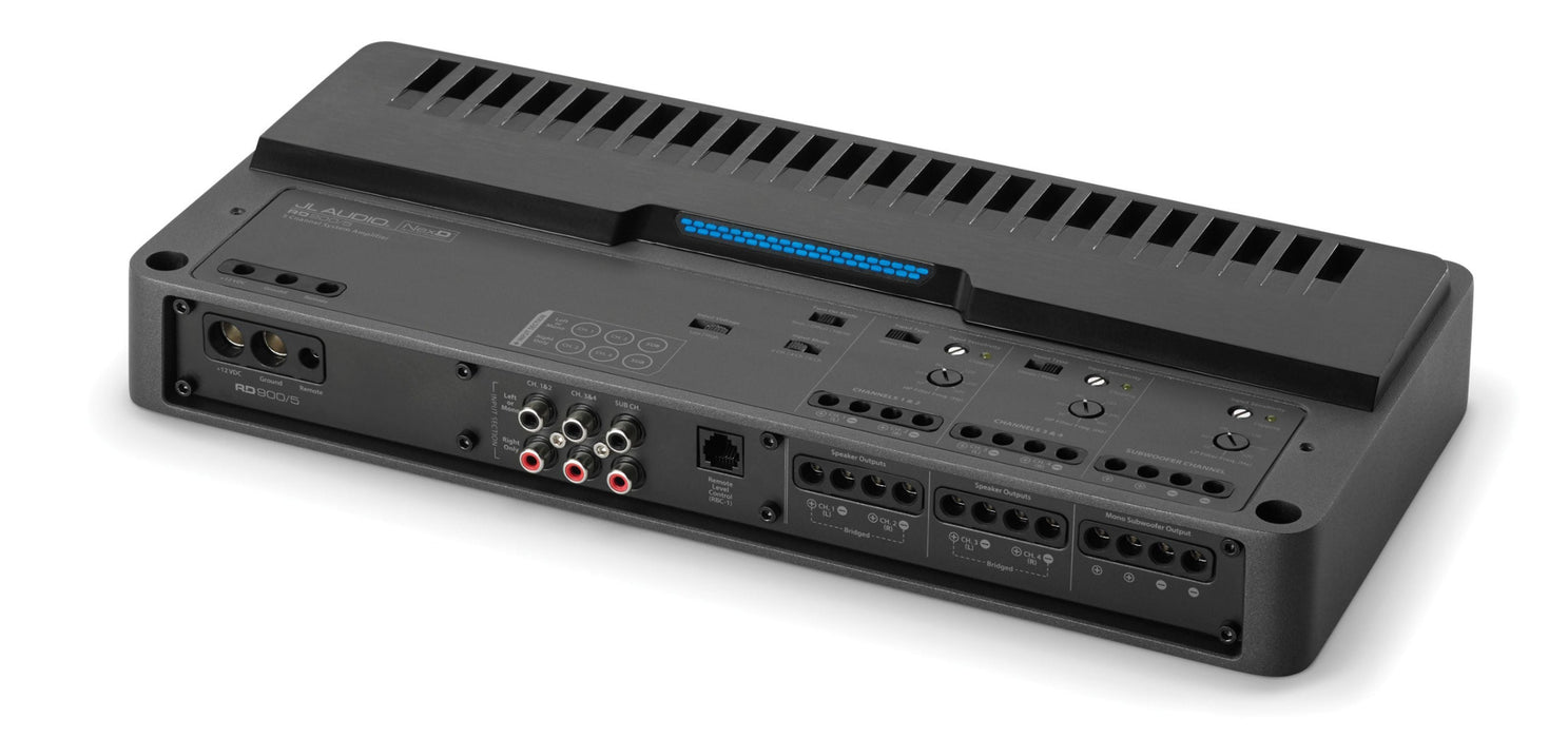 JL AUDIO 5-Channel Class D System Amplifier, 70 W X 4 @ 4 Ω + 500 W X 1 @ 2 Ω – 14.4V -RD900/5