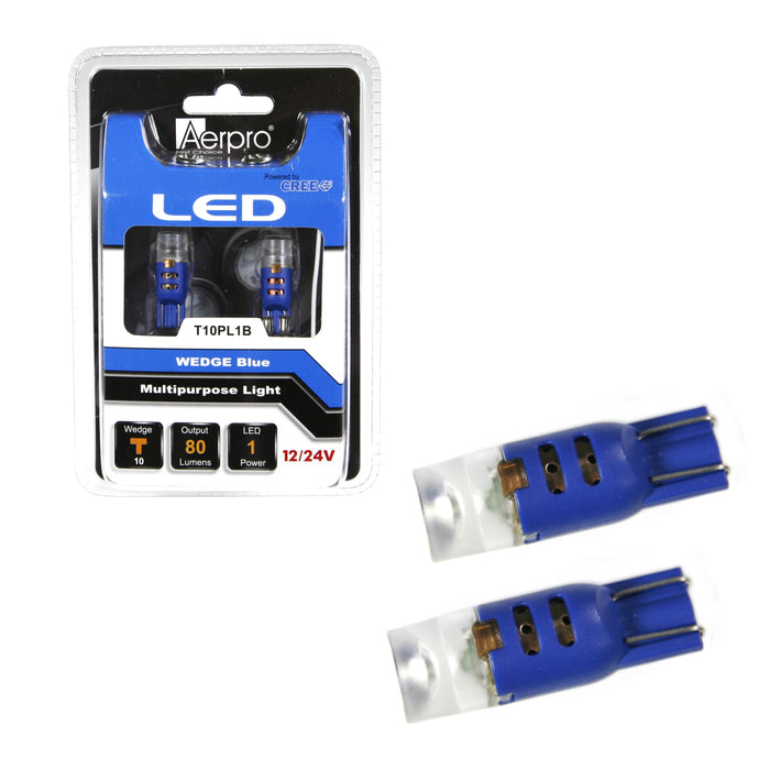 Aerpro T10PL1B 1 X Cree SMD T10 Wedge + Diffuser (Blue)